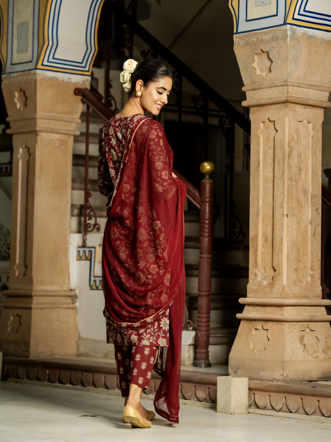 ENRICHED WINE BLOSSOM KURTA SET