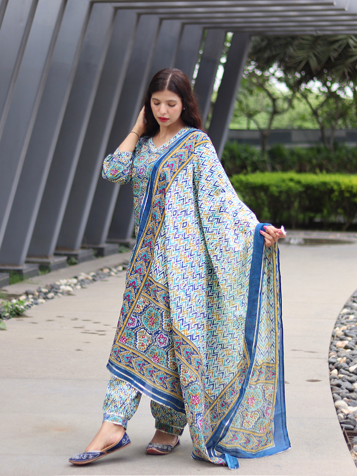 BLUE COTTON KURTA SET