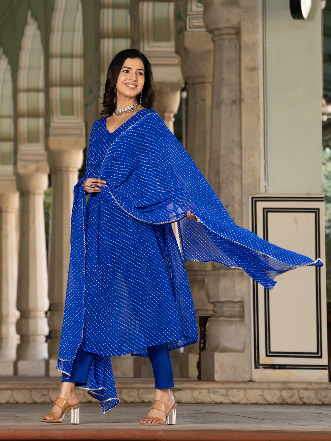 ROYAL BLUE GEORGETTE FLOWY SUIT SET
