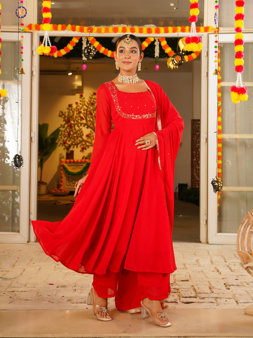 RED ROYALE ANARKALI SET
