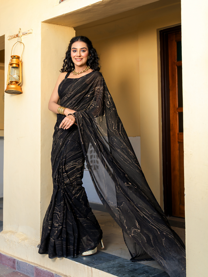 MIDNIGHT MARBLE GEORGETTE SAREE