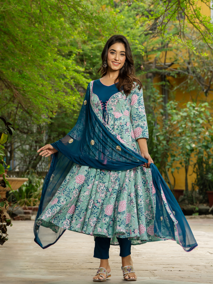 FLORAL BLISS ANARKALI SUIT SET