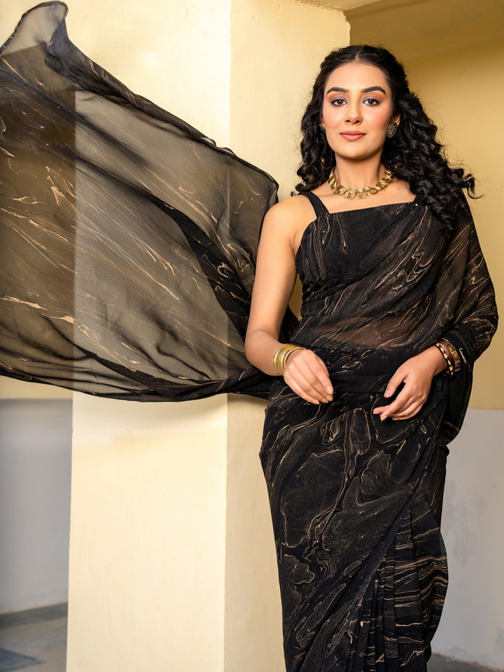 MIDNIGHT MARBLE GEORGETTE SAREE