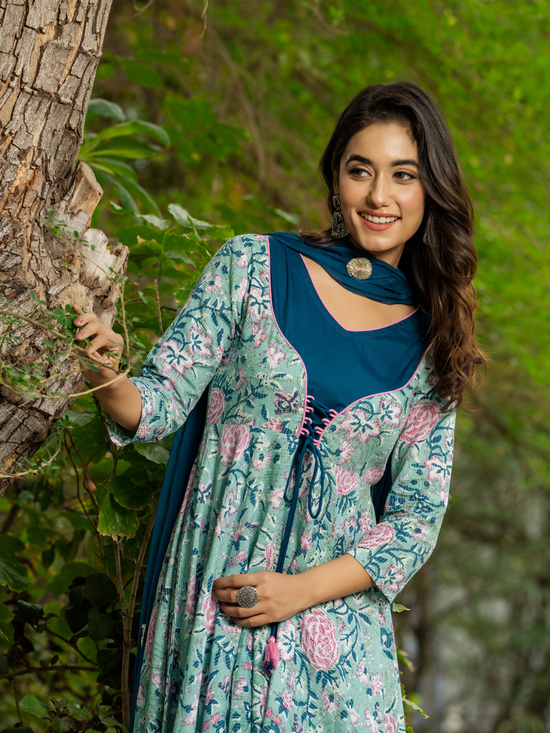FLORAL BLISS ANARKALI SUIT SET
