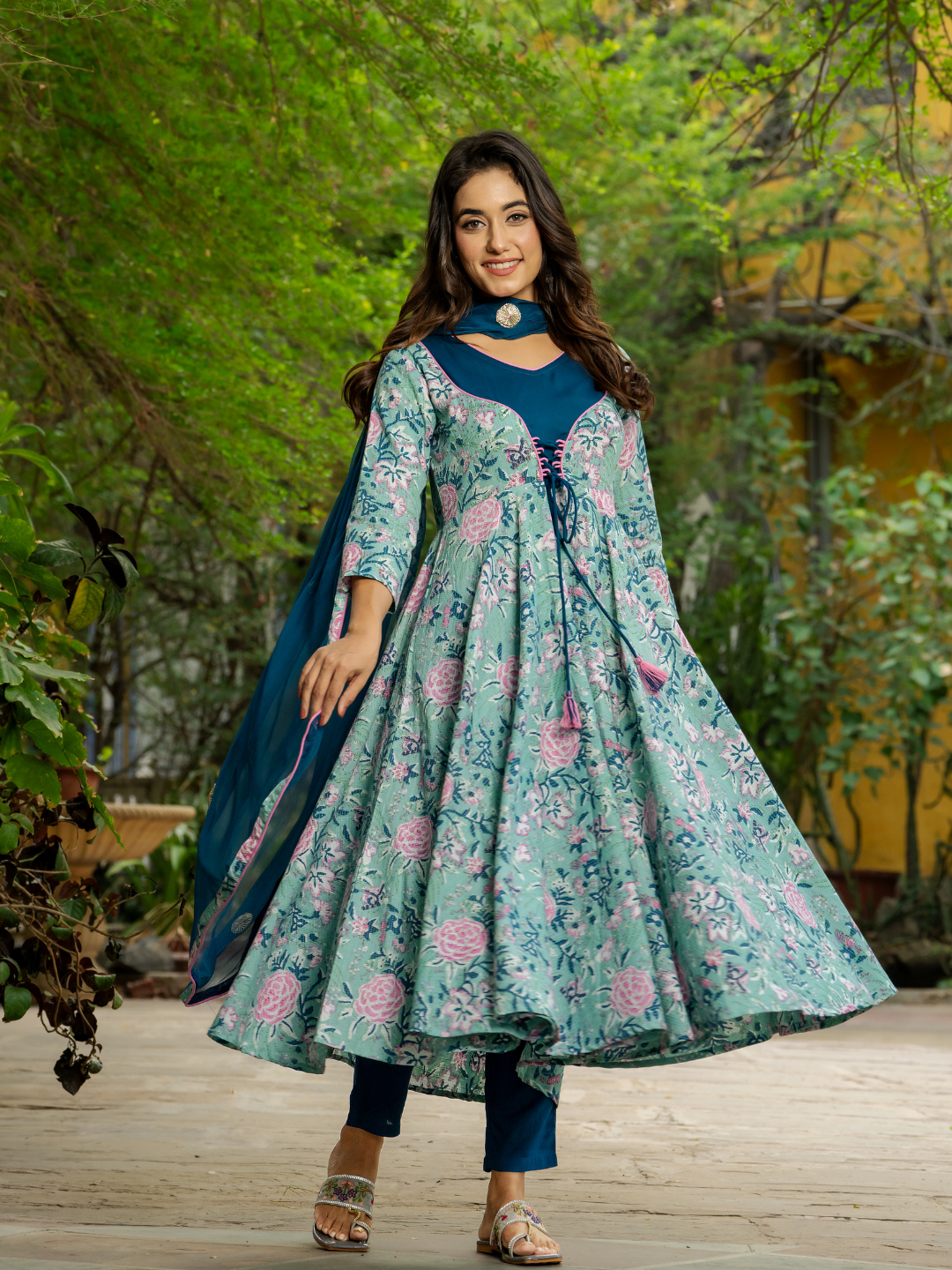 FLORAL BLISS ANARKALI SUIT SET