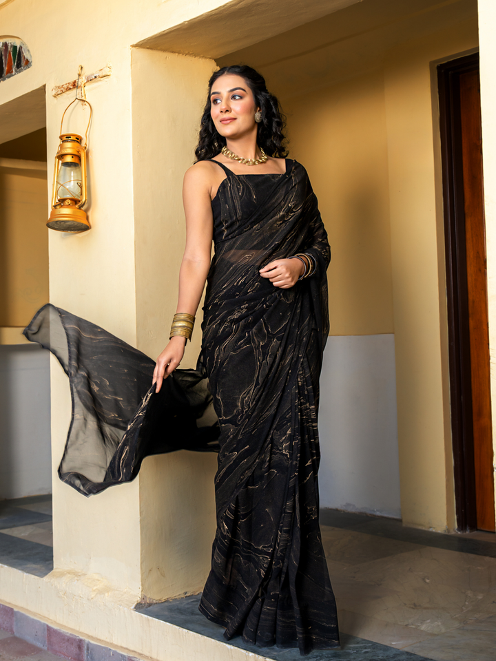MIDNIGHT MARBLE GEORGETTE SAREE