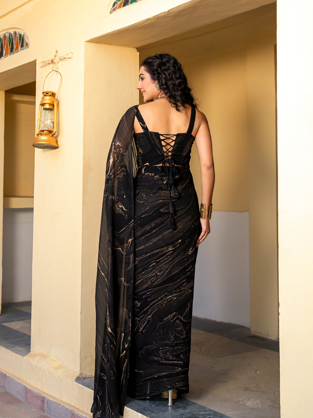 MIDNIGHT MARBLE GEORGETTE SAREE