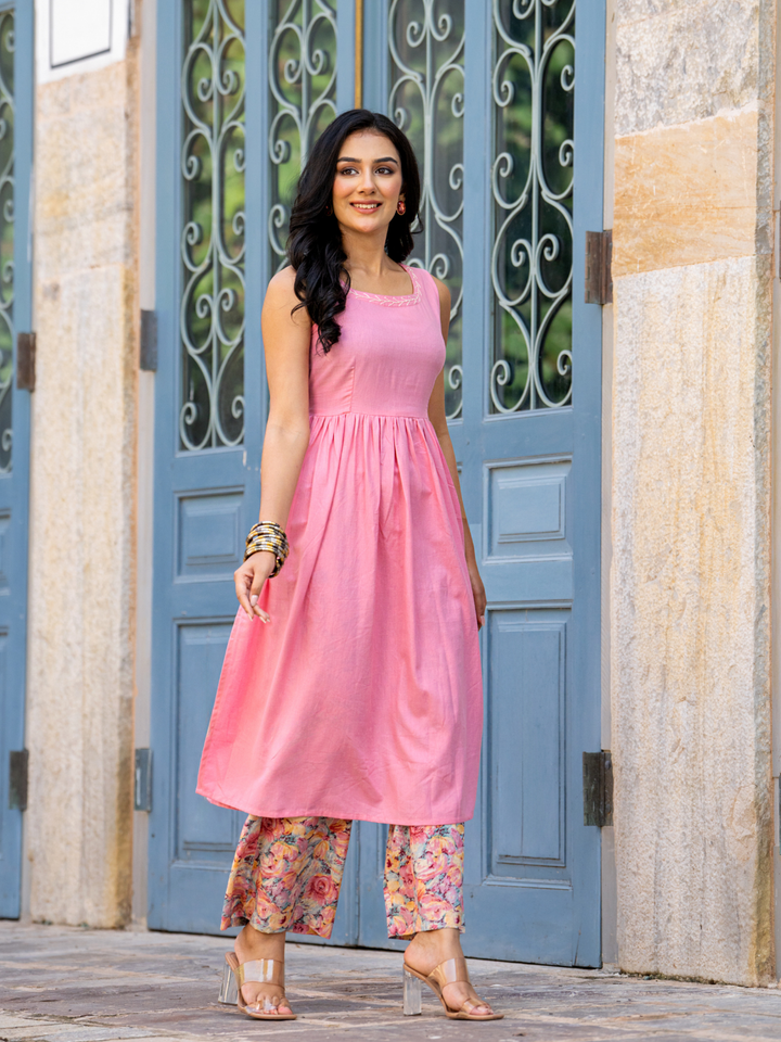 MODERN CHIC PEACH KURTA SET