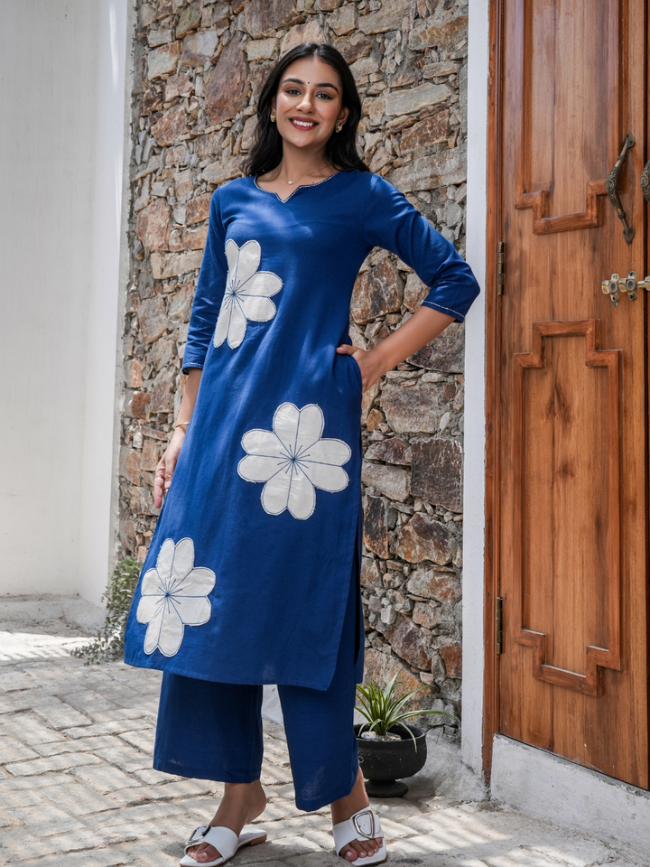 OCEAN MIST BLUE PATCH COTTON SET