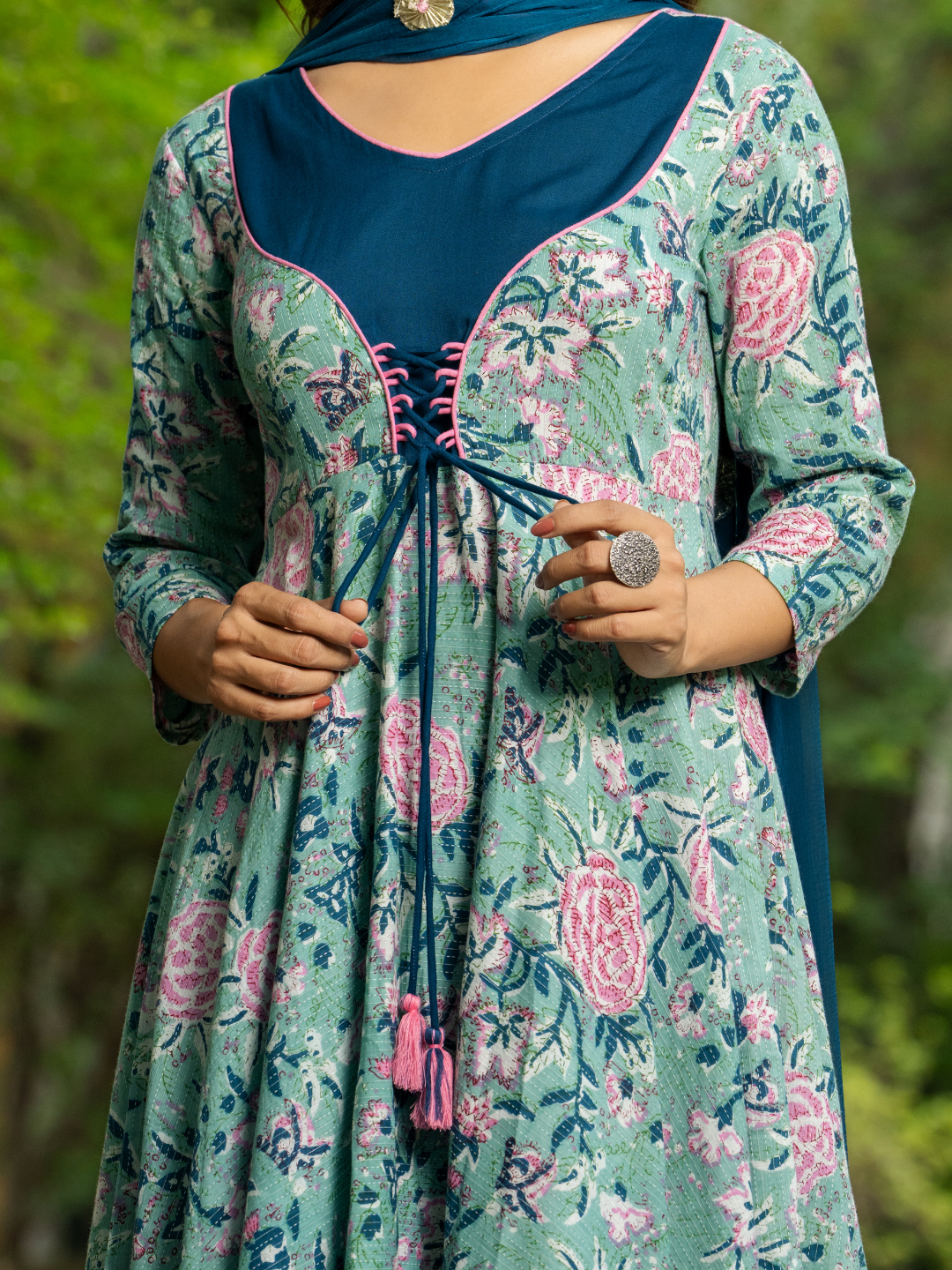 FLORAL BLISS ANARKALI SUIT SET