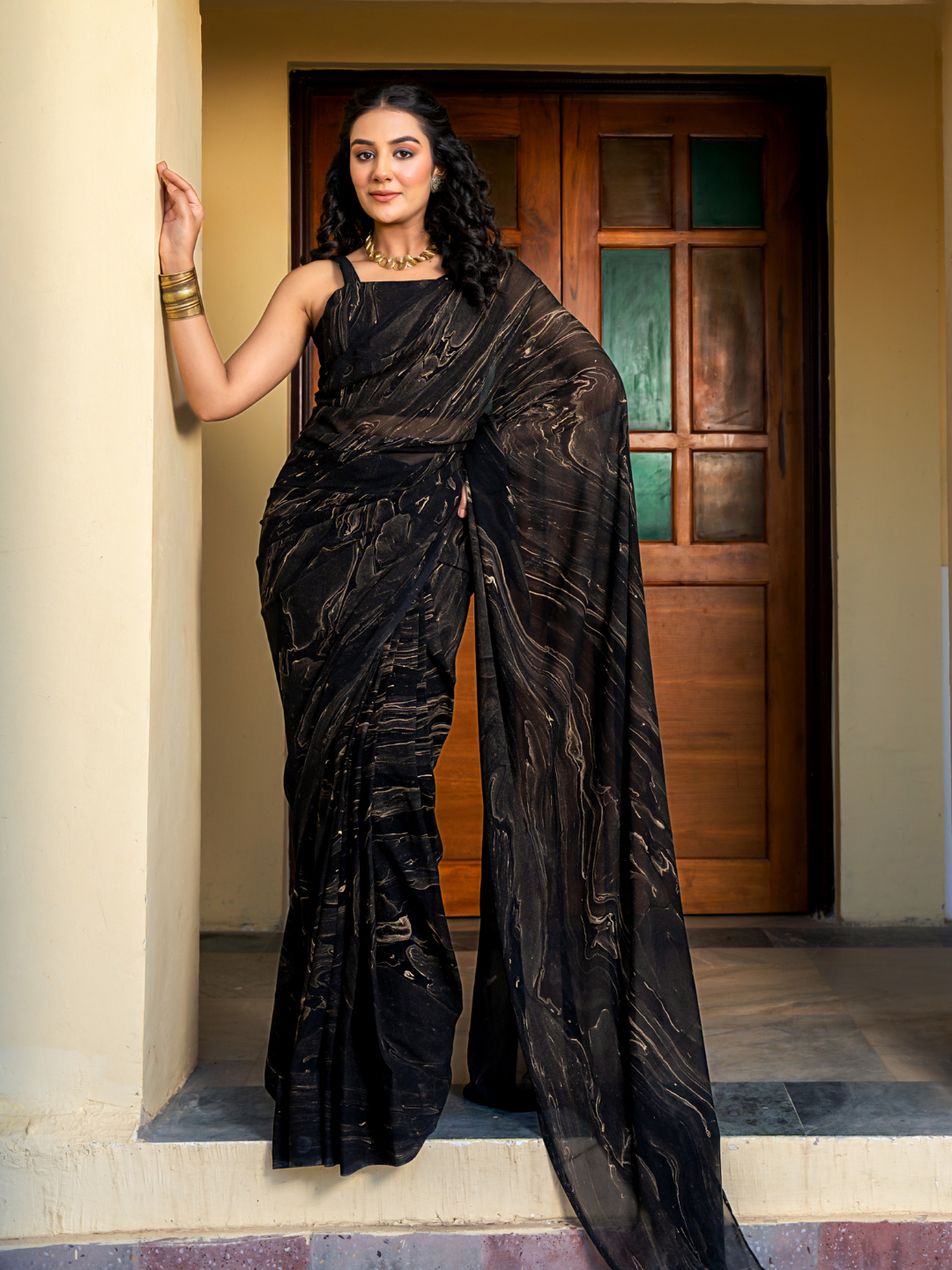 MIDNIGHT MARBLE GEORGETTE SAREE