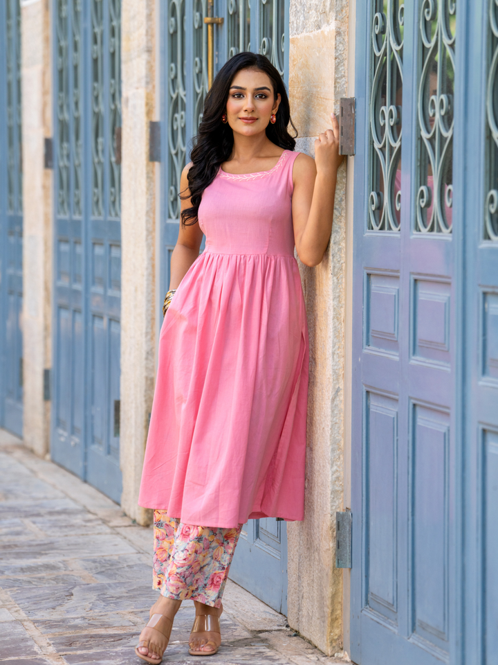 MODERN CHIC PEACH KURTA SET