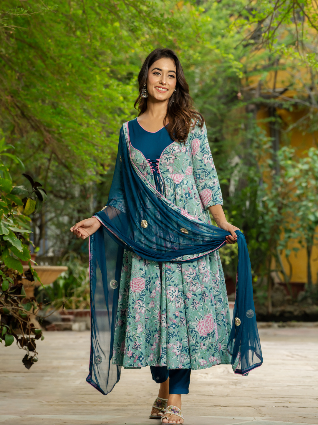 FLORAL BLISS ANARKALI SUIT SET