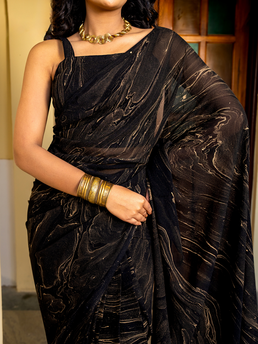MIDNIGHT MARBLE GEORGETTE SAREE