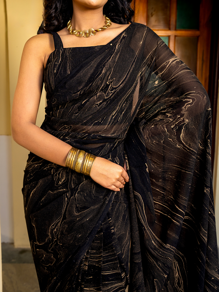 MIDNIGHT MARBLE GEORGETTE SAREE