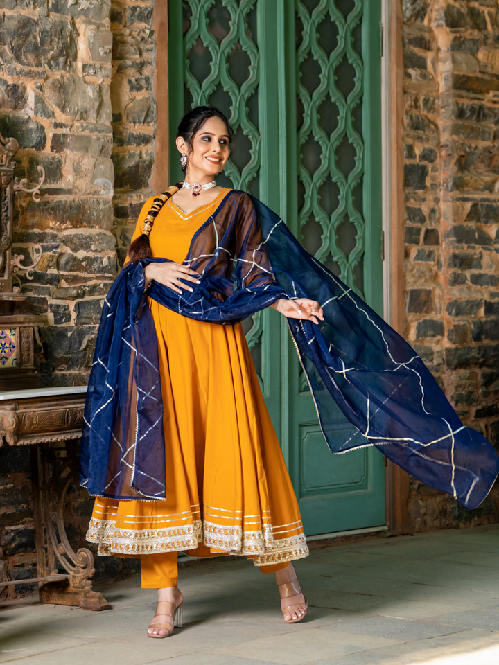 MUSTARD REGAL GOTA ANARKALI SET