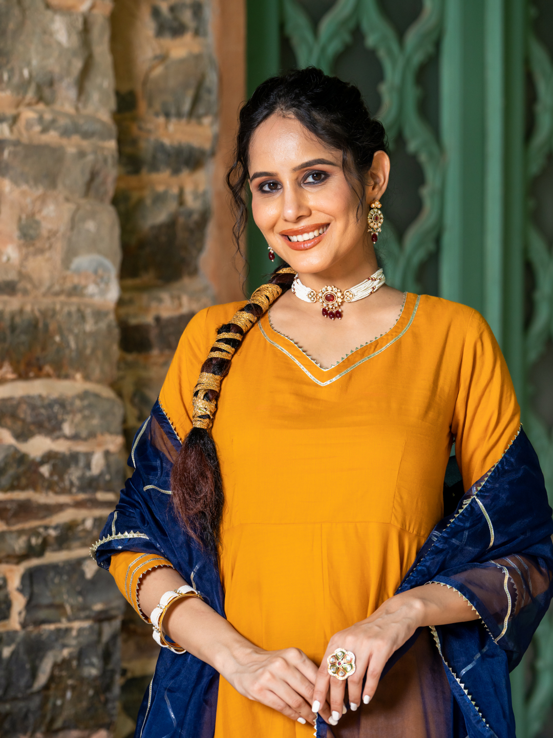 MUSTARD REGAL GOTA ANARKALI SET