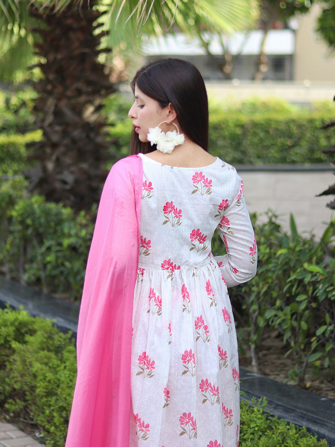 WHITE LUREX FLORAL SUIT SET