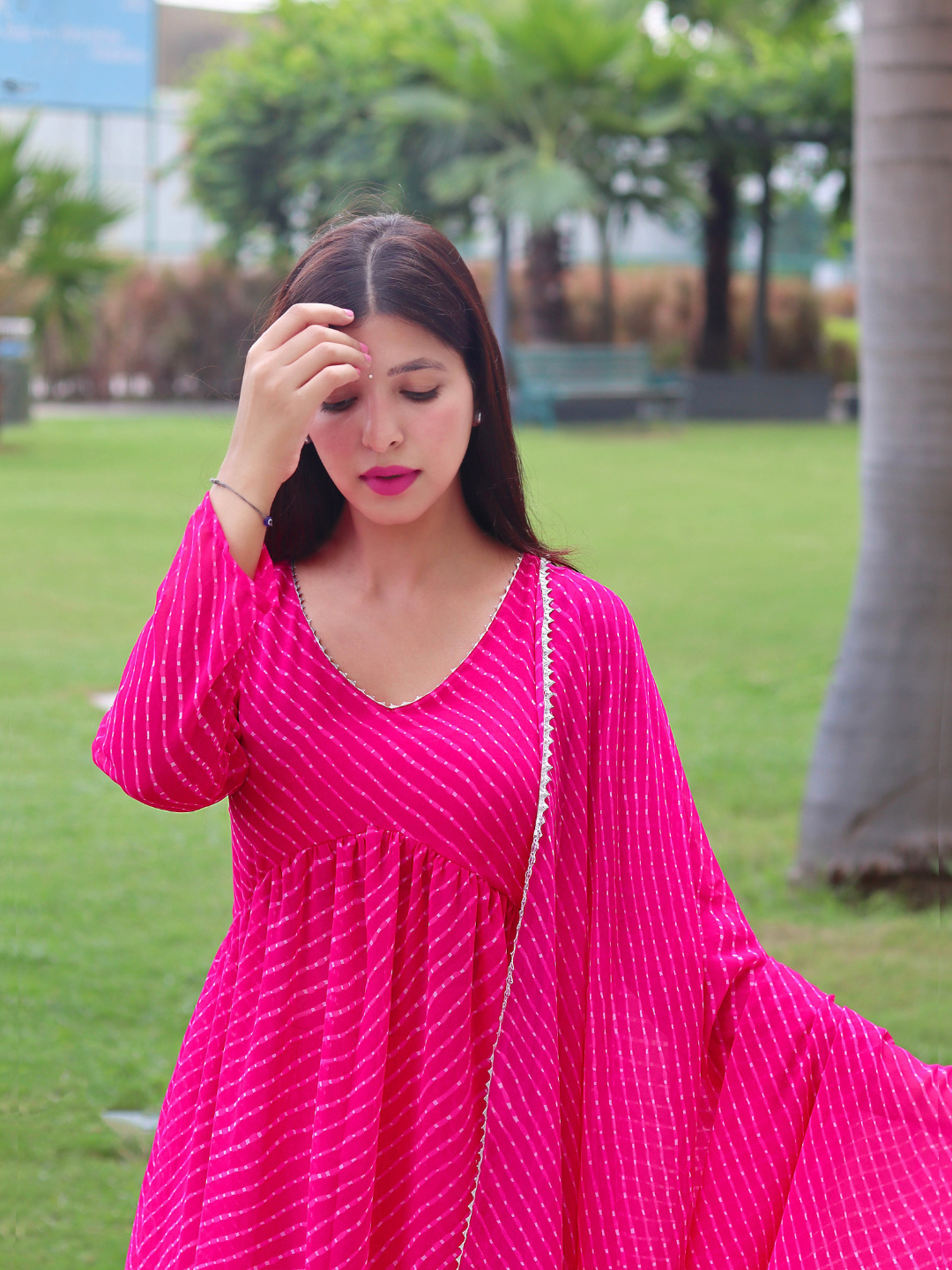 HOT PINK GEORGETTE FLOWY SUIT SET