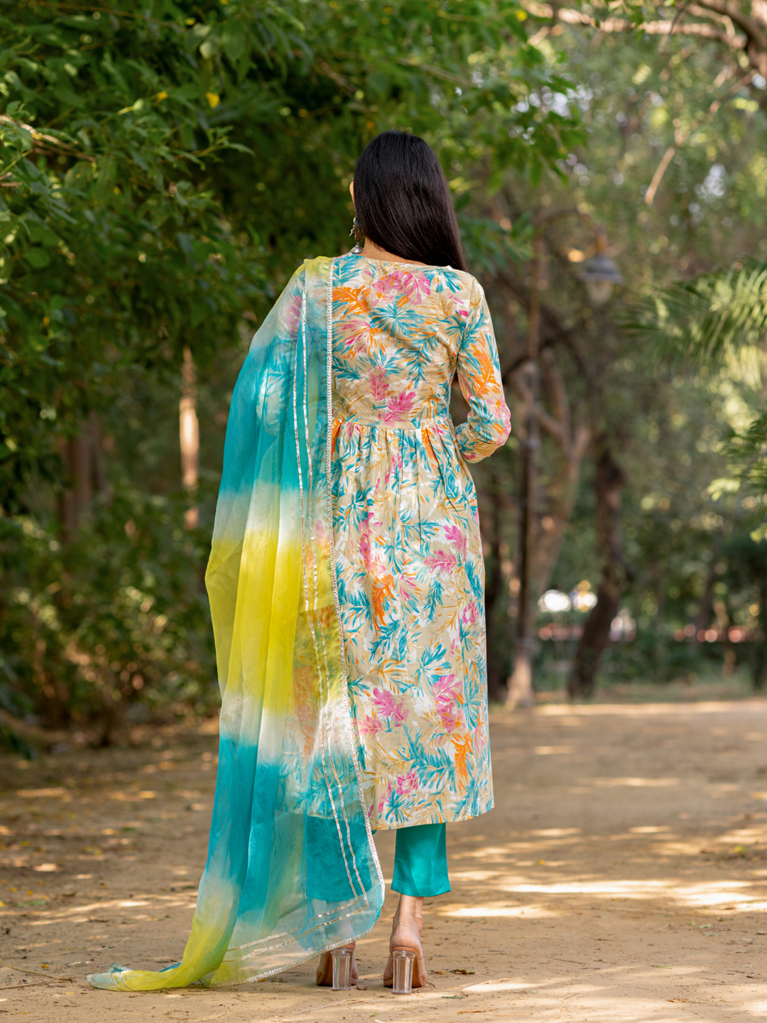 VIBRANT GOTTA-WORK FLARED KURTA SET