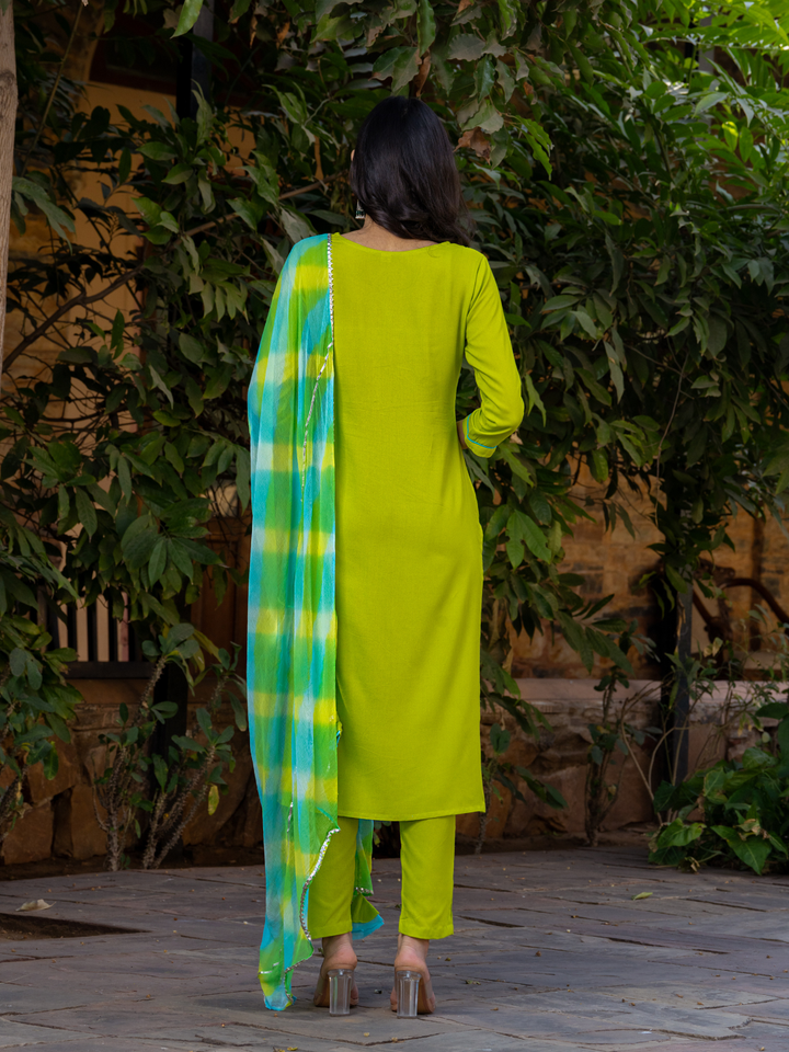 LIME EMBROIDERY CHARM KURTA SET