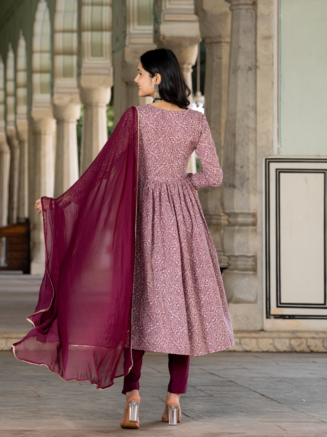 GARNET COTTON FLARED KURTA SET