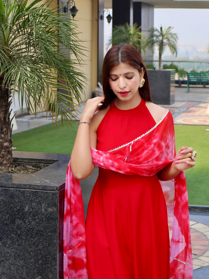 SOOTHING RED SOLID SUIT SET