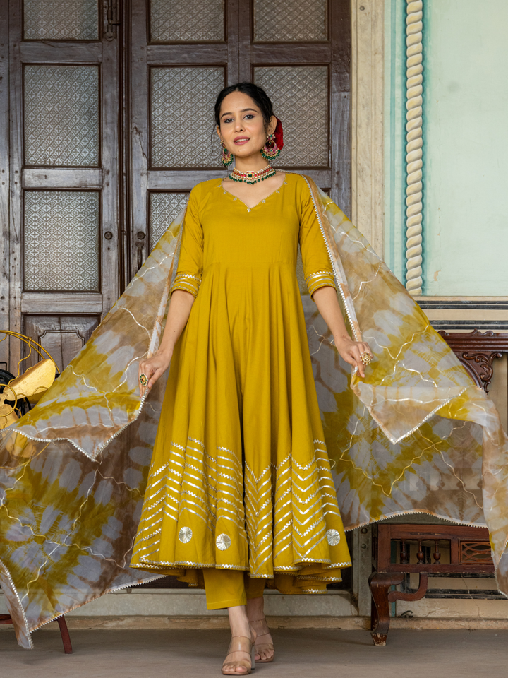 ROYAL MUSTARD LACE ANARKALI SET