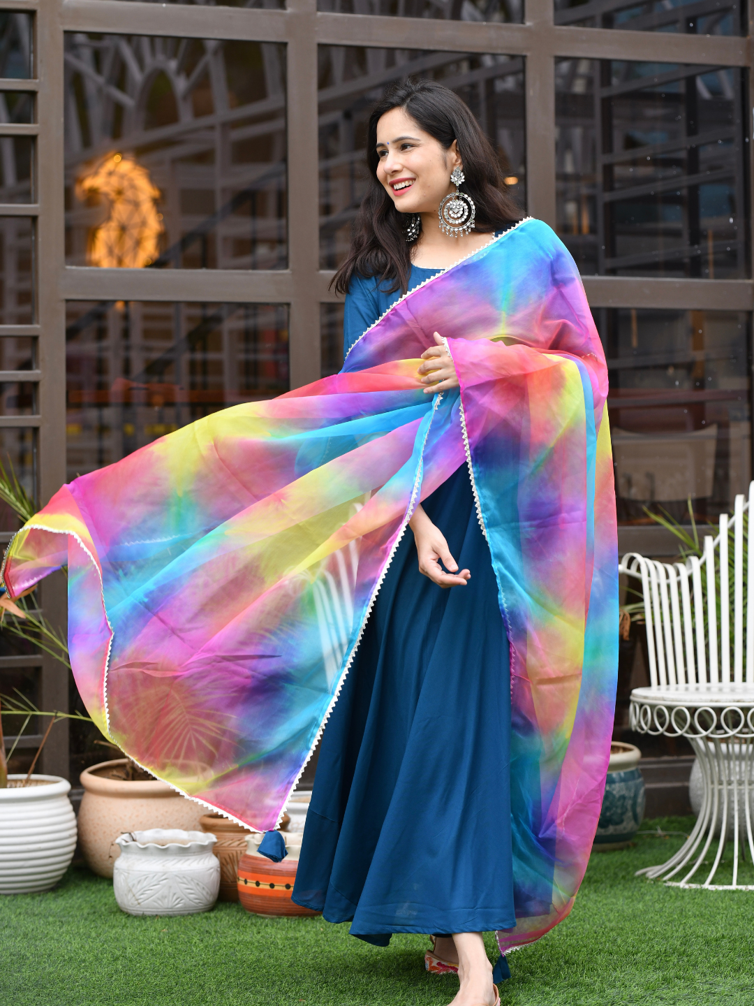 TEAL RAINBOW ORGANZA SUIT SET