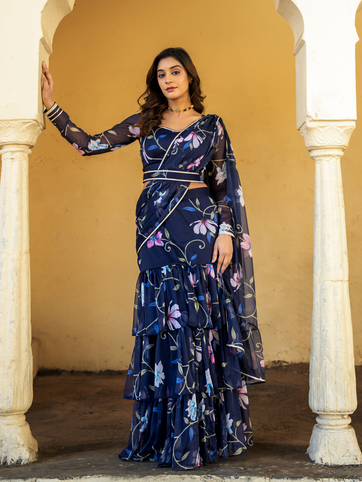 NEELAMIKA CHIFFON PRE-DRAPED SAREE