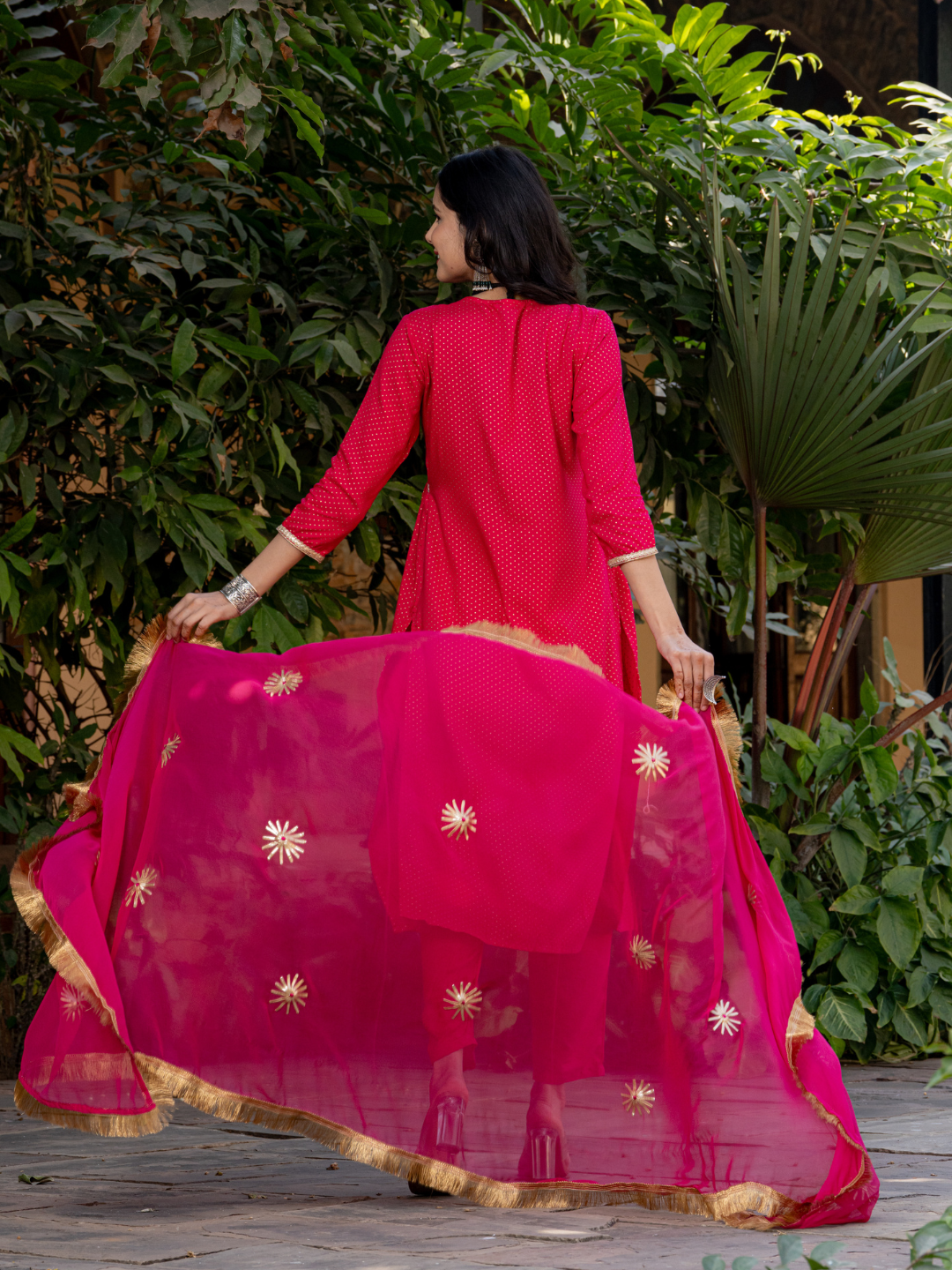 PINK POLKA DOT KURTA SET