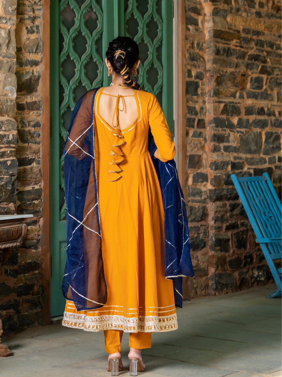 MUSTARD REGAL GOTA ANARKALI SET