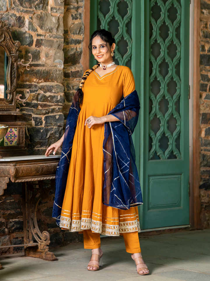 MUSTARD REGAL GOTA ANARKALI SET