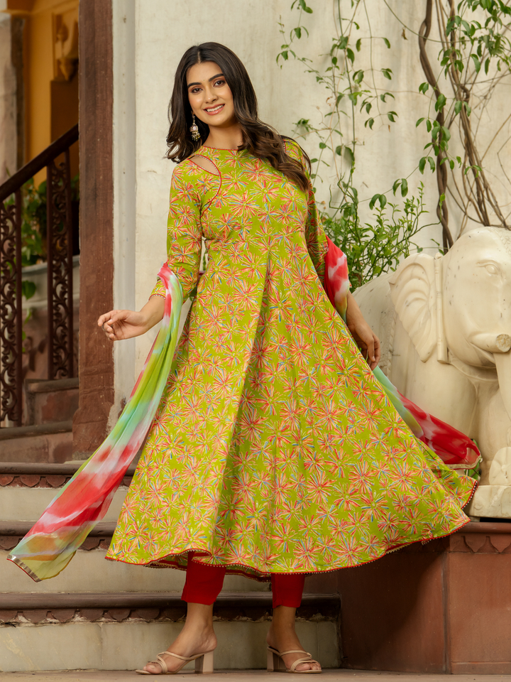 LIME RADIANCE ANARKALI SET