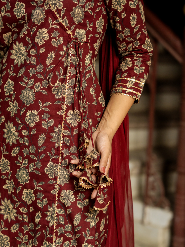 ENRICHED WINE BLOSSOM KURTA SET