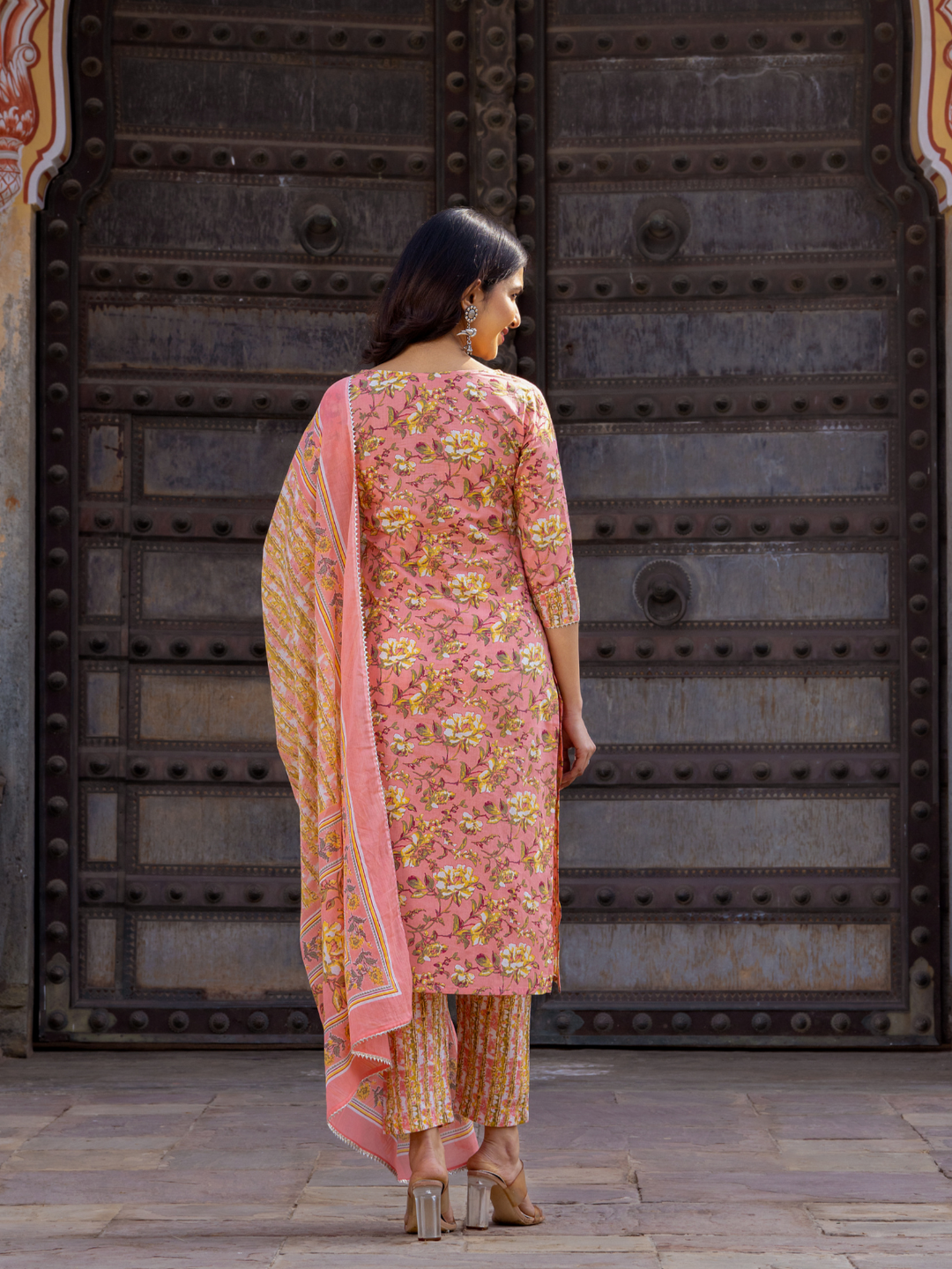 PEACH BLOSSOM COTTON KURTA SET