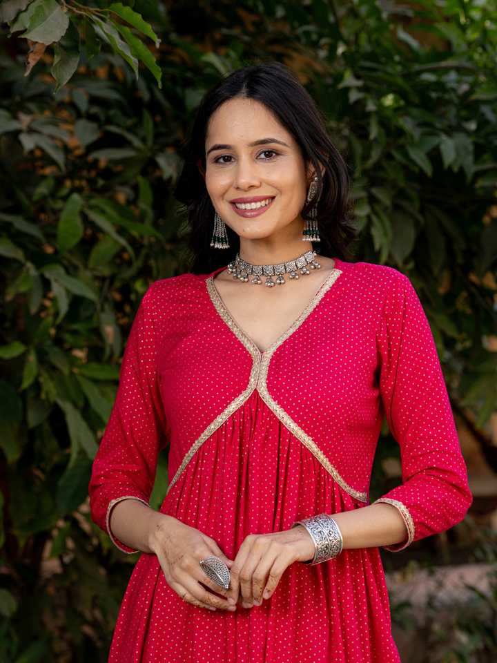 PINK POLKA DOT KURTA SET