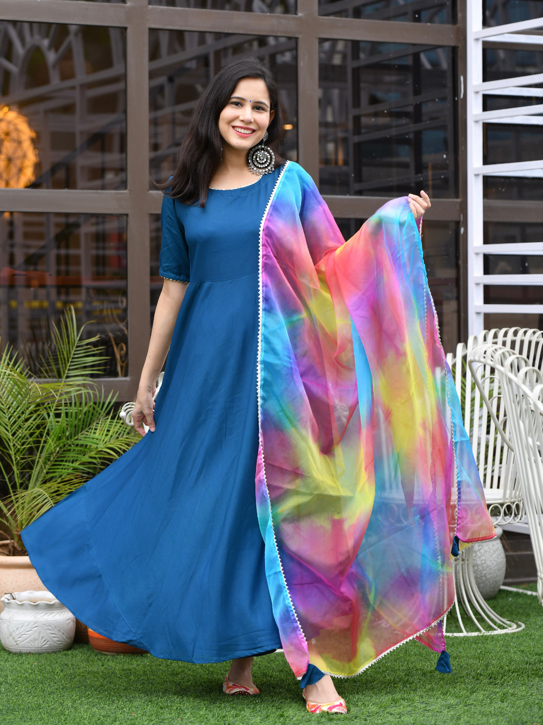 TEAL RAINBOW ORGANZA SUIT SET
