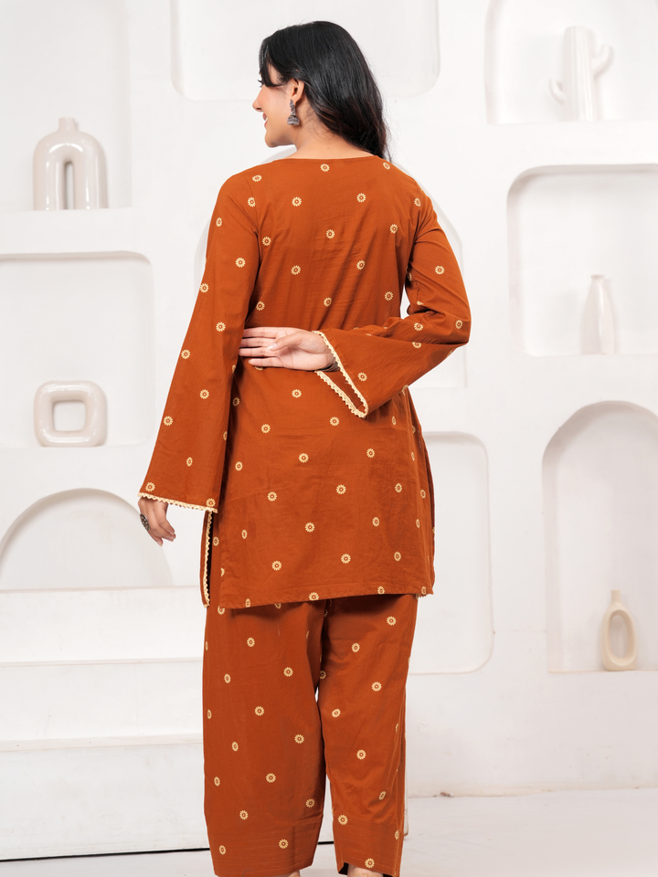 TAWNY BROWN LACE FARSI SET