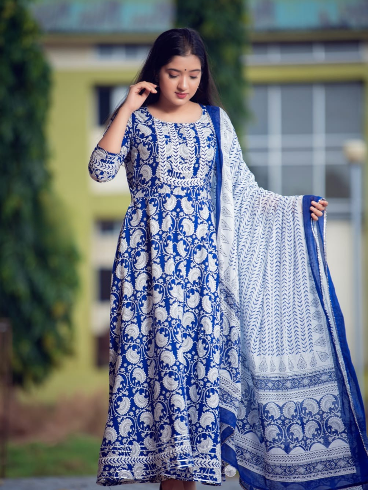 INDIGO KALAMKARI PRINTED SUIT SET