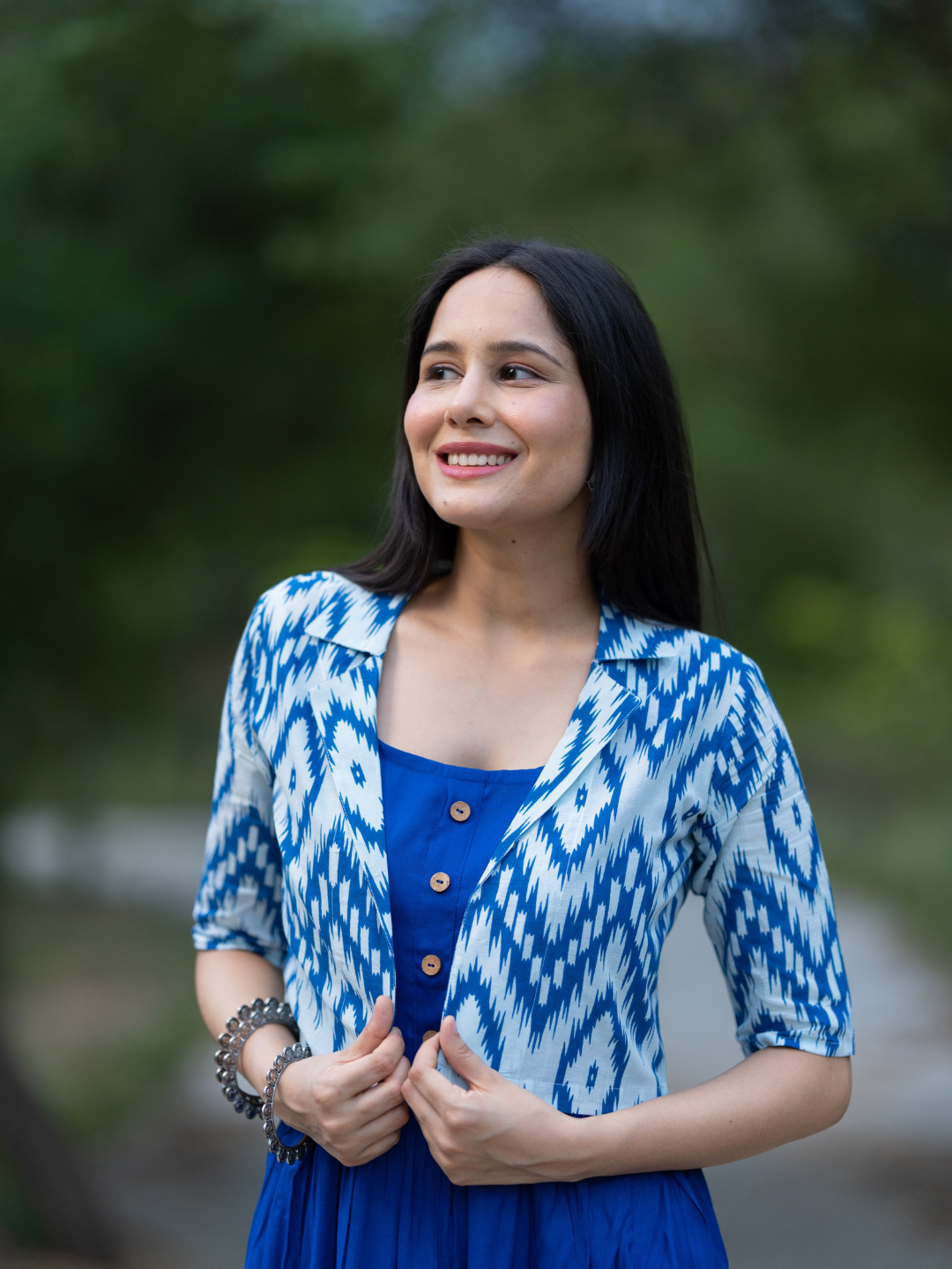 ROYAL BLUE COTTON JACKET-DRESS GAYRAA ROYAL BLUE COTTON JACKET-DRESS GAYRAA