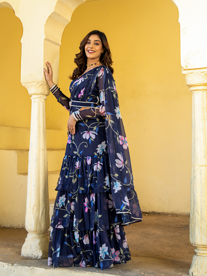 NEELAMIKA CHIFFON PRE-DRAPED SAREE