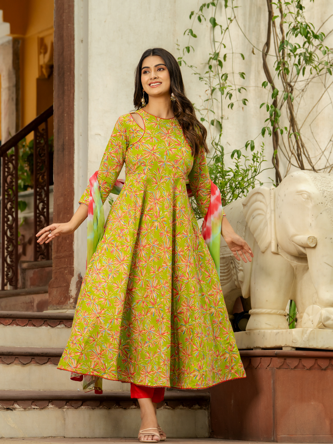 LIME RADIANCE ANARKALI SET