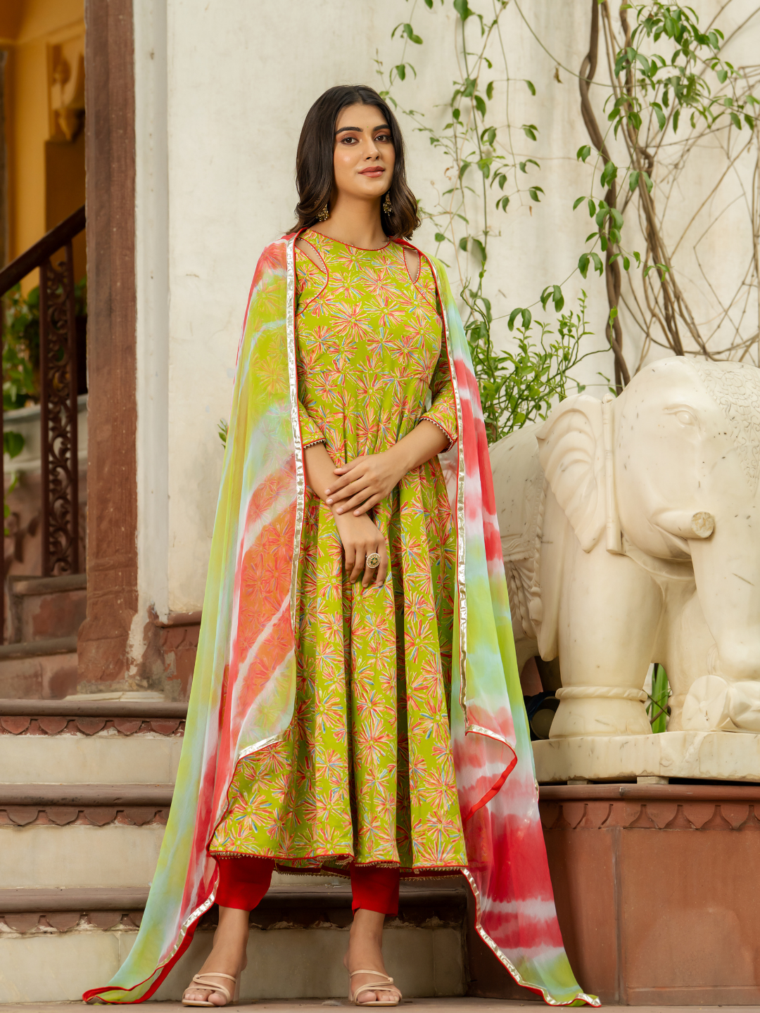 LIME RADIANCE ANARKALI SET