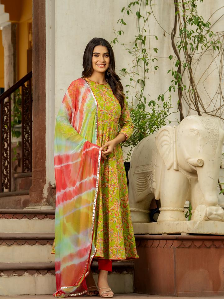 LIME RADIANCE ANARKALI SET
