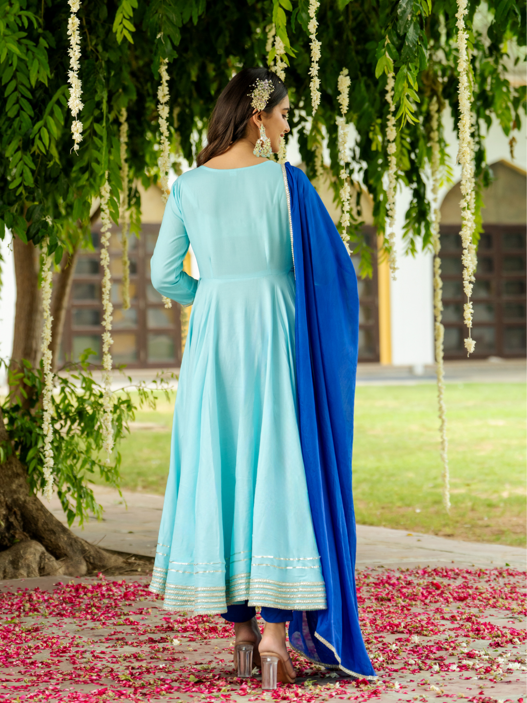 OPULENCE BLUE LACE SUIT SET