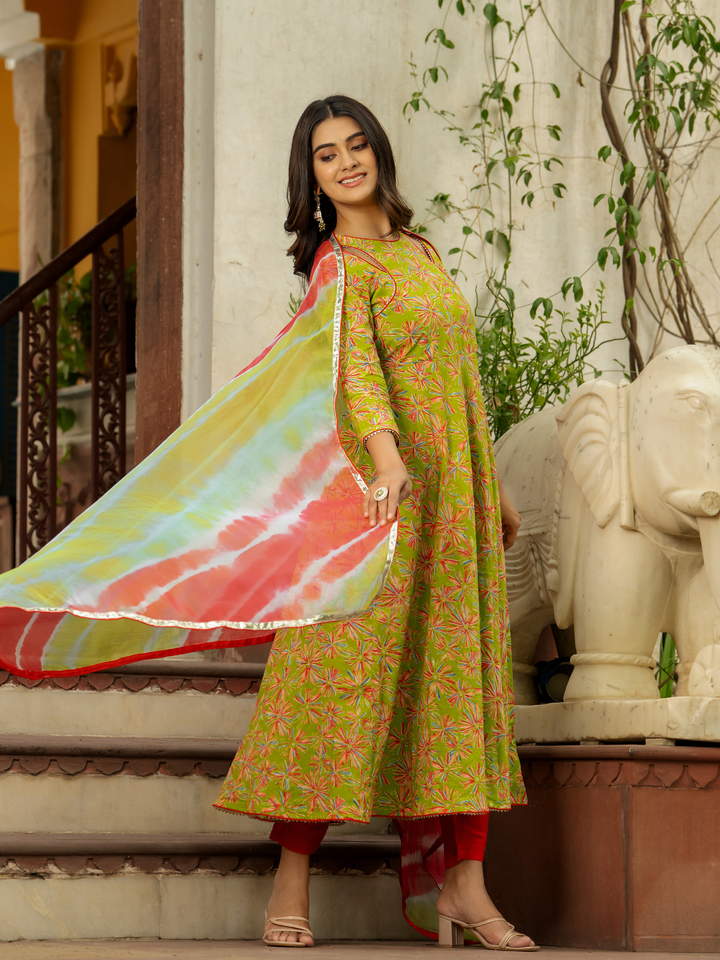 LIME RADIANCE ANARKALI SET