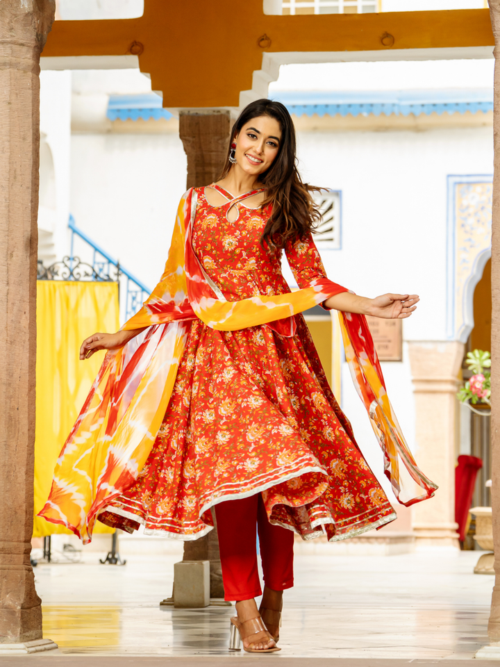 RADIANT RUBY ANARKALI SET