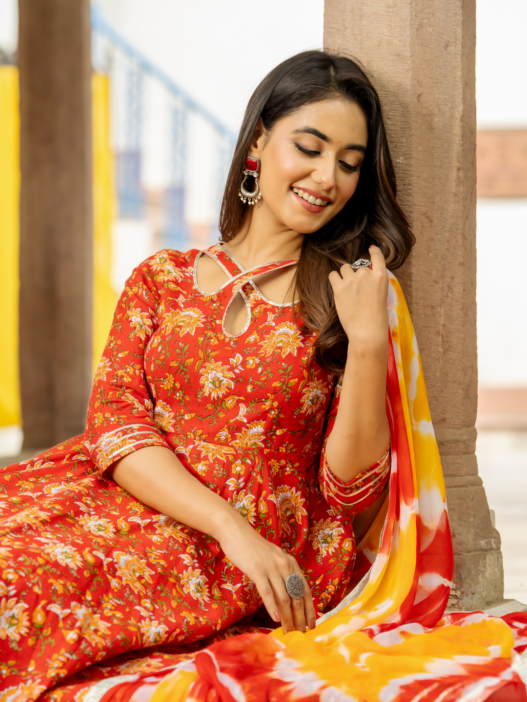 RADIANT RUBY ANARKALI SET