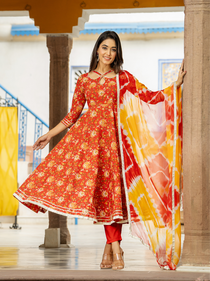 RADIANT RUBY ANARKALI SET